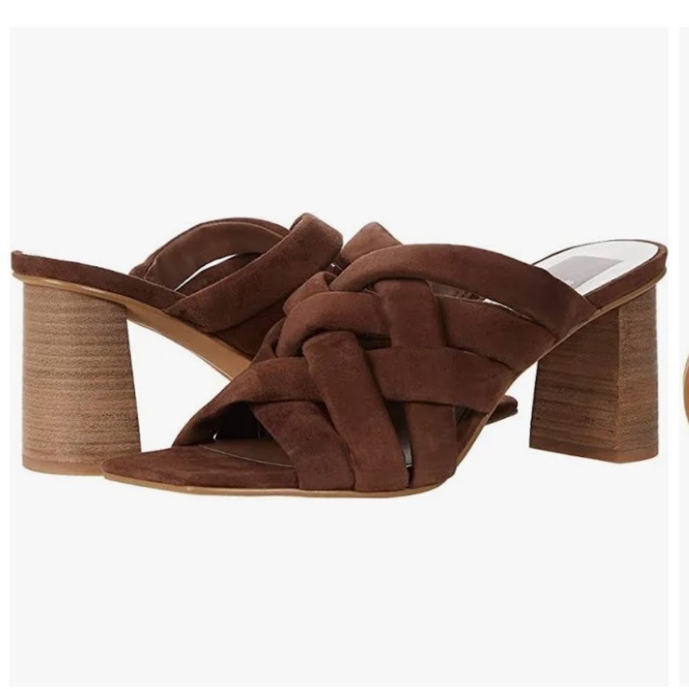 Dolce Vita Brown Braided Suede Block Heel Mules